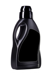 black plastic bottle on white background
