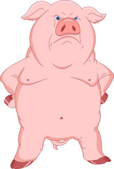 Obraz na płótnie Canvas angry pig cartoon