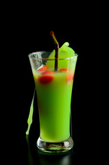 Guava shake drink in glass and tomato