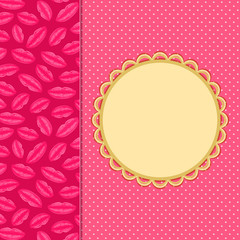 Light Pink nvitation Card with Lip Print Vertical Panel.