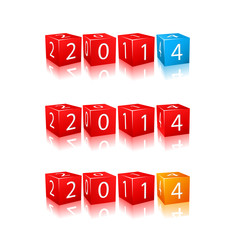New 2014 Year Numbers on 3d Cubes