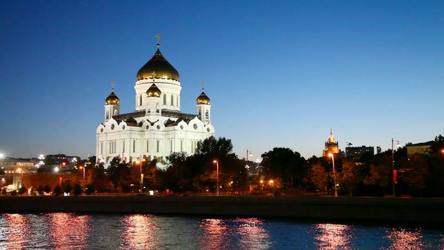 Temple of Christ the Savior in Moscow at the night time