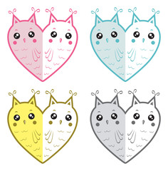 Cute owls-hearts