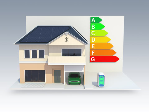 smart house with solar panels ,clipping path available