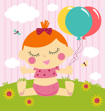 illustration of cute baby shower card