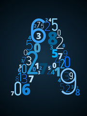 Letter A, vector font from numbers