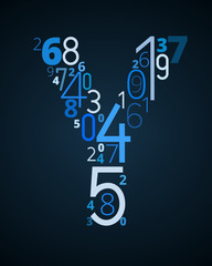 Letter Y, vector font from numbers