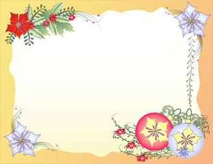 Christmas Background with Balls and Flowers