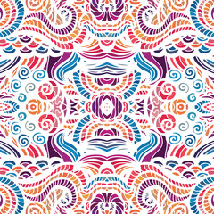 Mosaic vector seamless pattern with waves