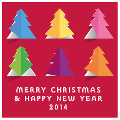 Naklejka na ściany i meble Christmas tree greeting card vector background