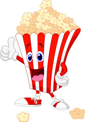 Cute popcorn cartoon with thumb up