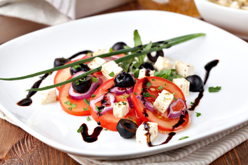 Greek vegetable salad with feta cheese