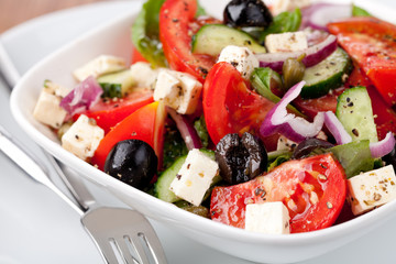 Greek vegetable salad with feta cheese