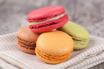 Macaroons on a wooden table