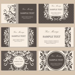 Set of six floral business cards