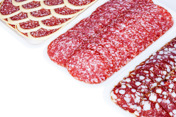 Cutting sausage isolated on white