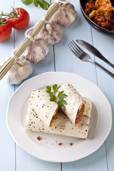 burritos wraps with meat beans and vegetables