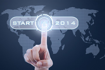 Finger touching button start to 2014