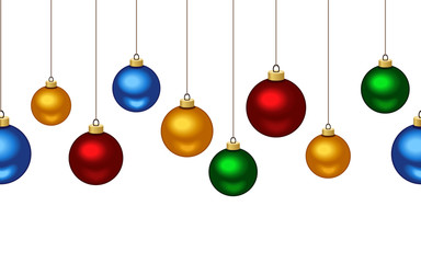 Horizontal seamless background with Christmas balls.