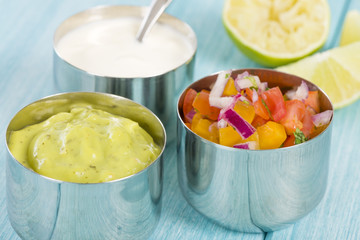 Mexican Dips - Guacamole, Pico de Gallo and Crema