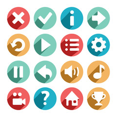 Flat and round game icons