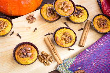 pumpkin and walnut muffins