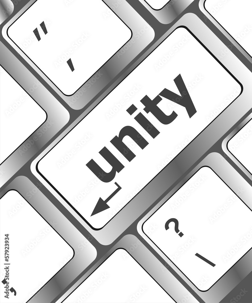 Poster unity word on computer keyboard pc key