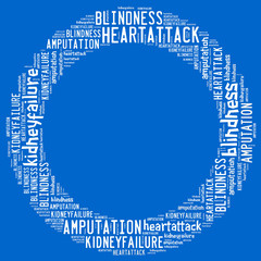 Diabetes complications word collage concept. - obrazy, fototapety, plakaty