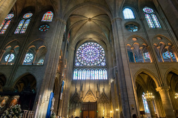 Interior of the Notre Dame de Paris, France