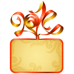 Vector frame with ribbons in the shape of 2014