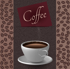 Coffee cups and coffee bean background