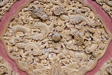 old wooden door in Forbidden City, Beijing, China