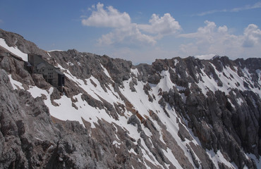 Rocky mountains covered with some snow