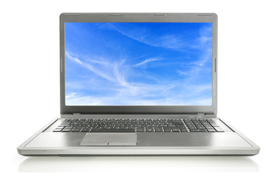 Laptop with sky screensaver