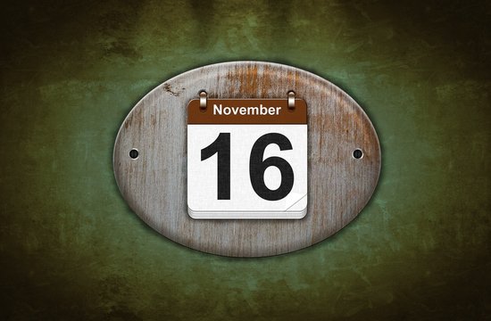 Old Wooden Calendar With November 16.