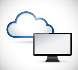 monitor and border storage cloud. illustration