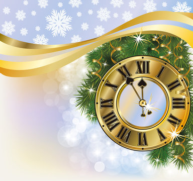 New Year golden background, vector illustration