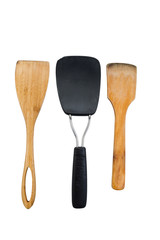 Three Used Spatulas on White