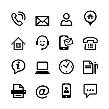 Set 16 basic icons - contact us