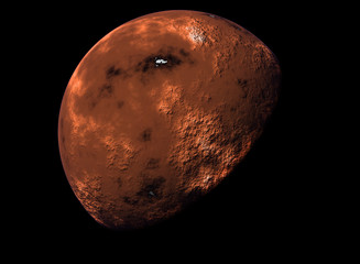 digitally created image of planet Mars