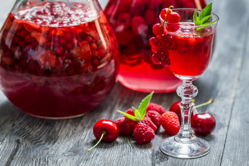 Liqueur made of wild berries and alcohol