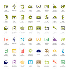 SEO and Development icon set4, dark green and colorful series