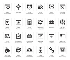 SEO and Development icon set4, black series