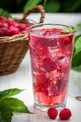 Juice of fresh raspberries with ice