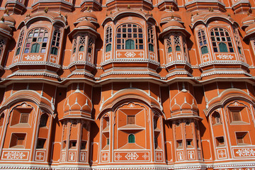 Fototapeta na wymiar Pałac Wiatrów, Jaipur, Radżastan, Indie bliska
