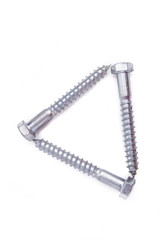 Screws located on a white background