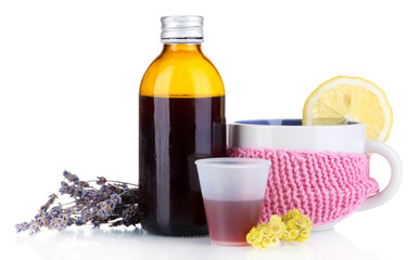 Cough syrup isolated on white