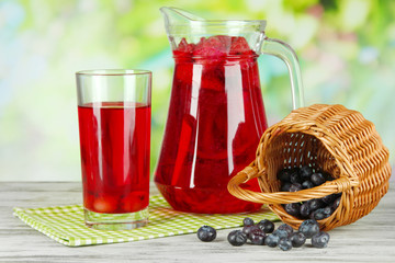 Pitcher and glass of compote