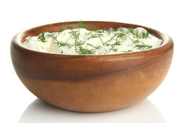 Sour cream isolated on white