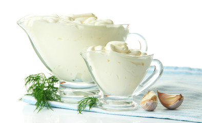 Sour cream isolated on white